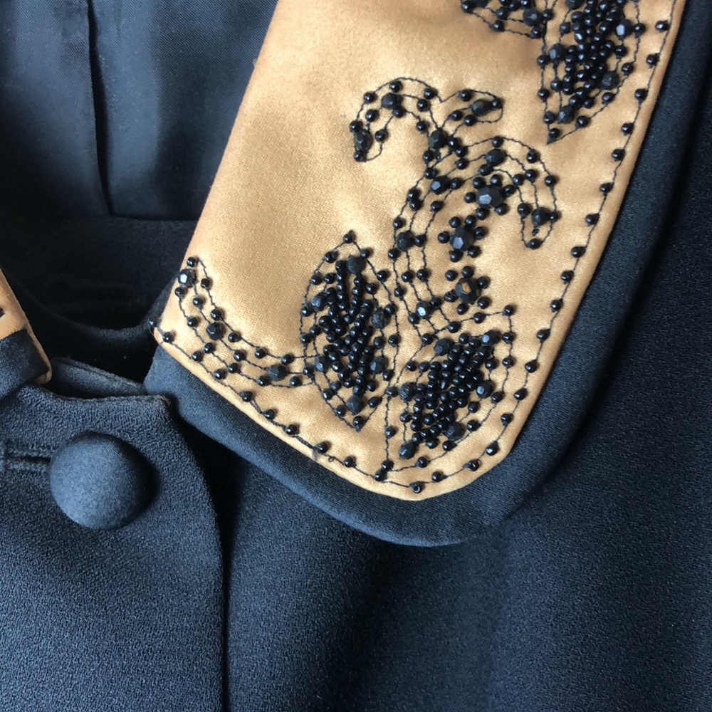 Morgan Miller Vintage Beaded Black Gold Skirt Suit - Picture 3 of 15